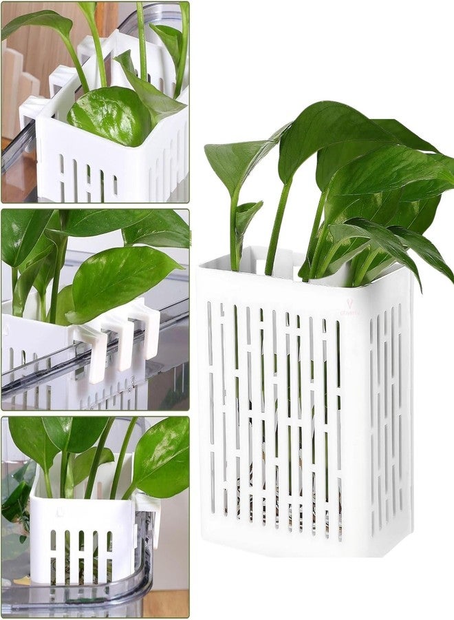 VAYINATO® 1 Pcs White Large (Box Type) Aquarium Water Plant Holder with Hooks for Fish Tank, Aquaponics & Hydroponics Plant Growing Landscape Decoration | Easy Installation | Plastic Material - Image 1